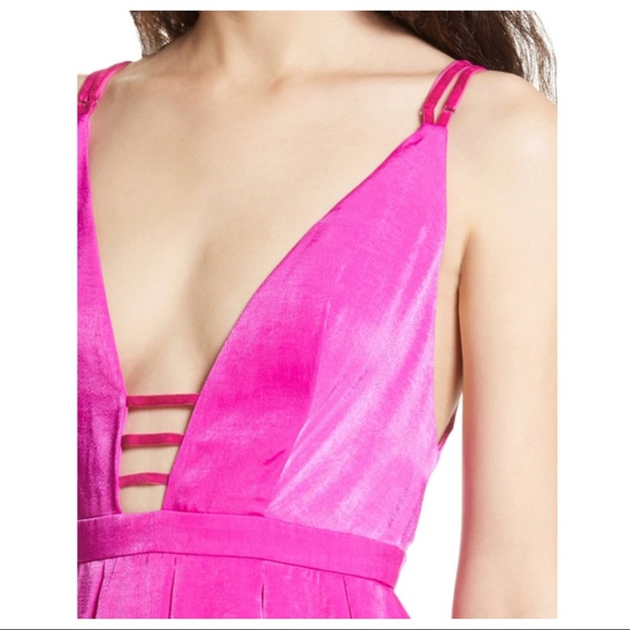 FREE PEOPLE FUCHSIA PLUNGING V-NECK DRESS - Picture 2 of 6